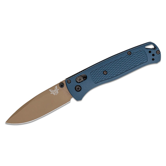 Benchmade Crater Blue Grivory Handles CPM-S30V Stainless Steel Flat Dark Earth Cerakote Plain Blade Bugout AXIS Folding Knife - BM-535FE-05