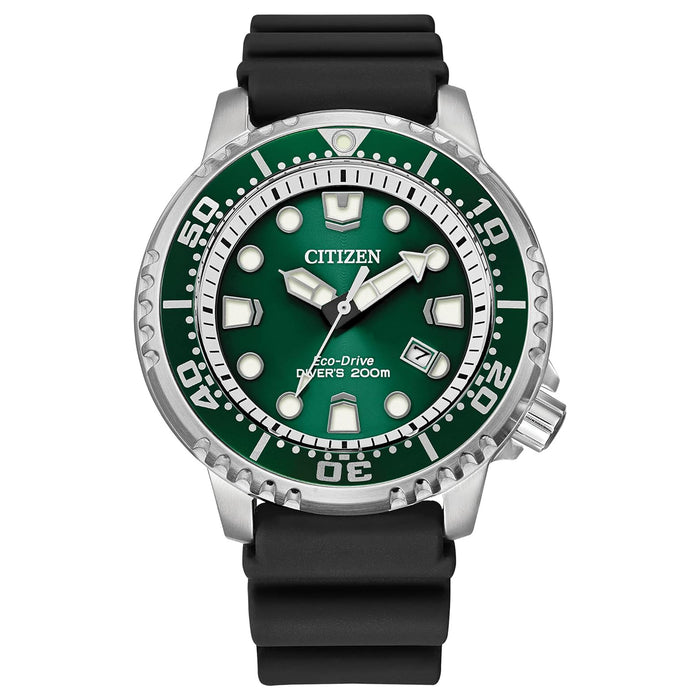 Citizen Men's Green Dial Black Polyurethane Luminous Hands and Markers Japanese Quartz Watch -  BN0158-00X(A)