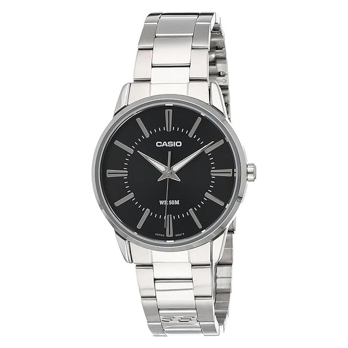 Casio Men's Black dial Silver Band Analog Quartz Watch - MTP-1303D-1AVDF