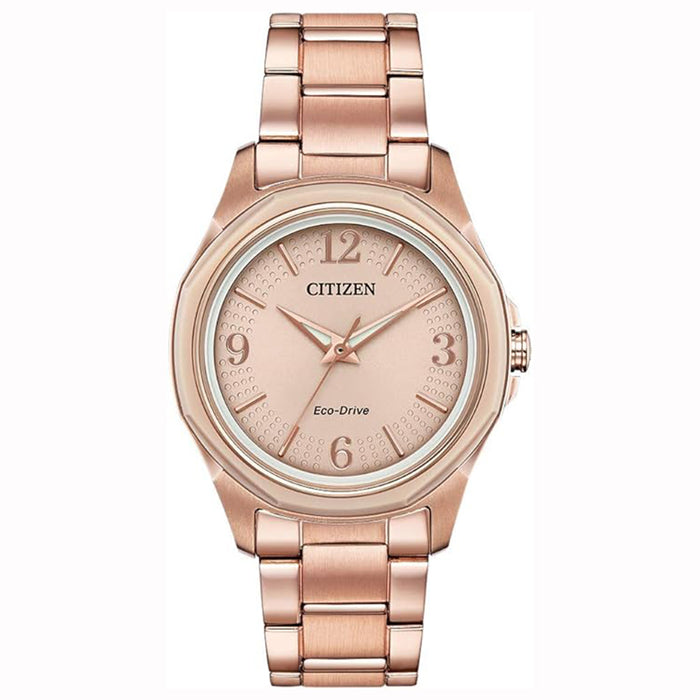 Citizen Women's Pink Dial Gold Stainless Steel Band Analog Japanese Quartz Watch - FE7053-51X(2)