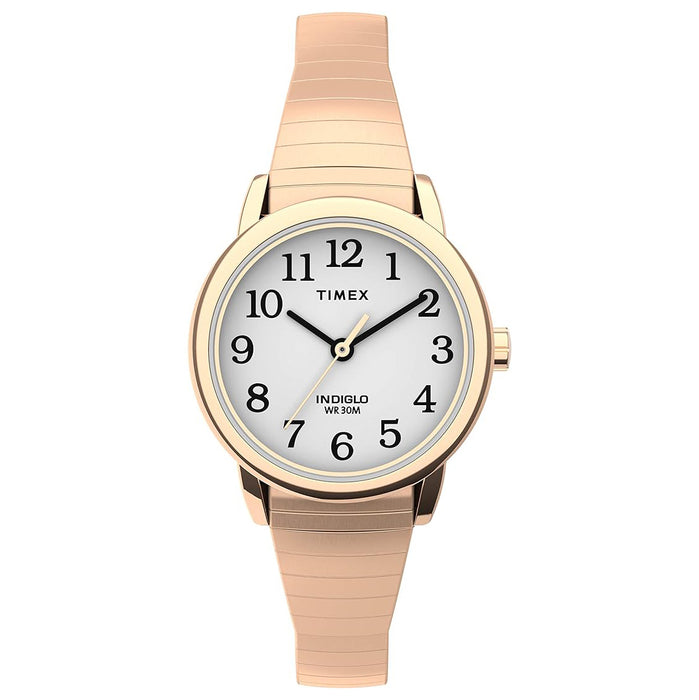Timex Women's White Dial Rose Gold Stainless Steel Band Quartz Watch - TW2U08200