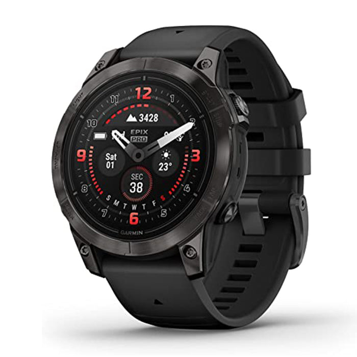 Garmin epix Pro (Gen 2) Sapphire Edition 47mm Black Advanced Training Technology Built-in Flashlight High Performance Smartwatch - 010-02803-10
