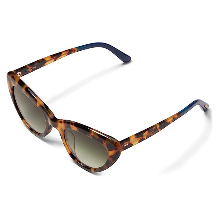TOMS Women's Blonde Tortoise Frame Dark Olive Lens Willow Wedge Cat Eye Sunglasses - 10018357