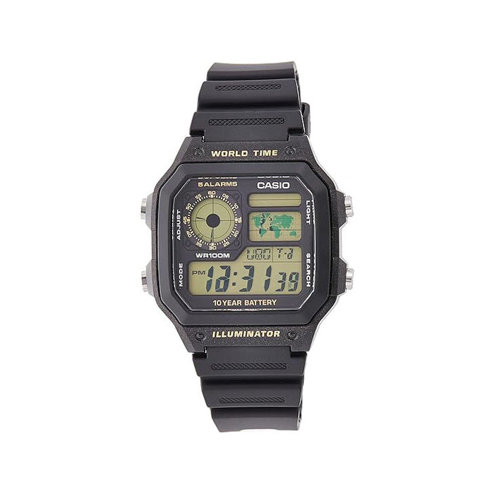 Casio Men's Black dial Black Band Digital Quartz Watch - AE-1200WH-1BVDF