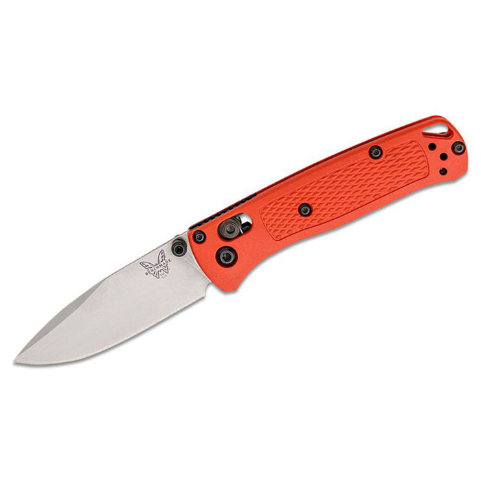 Benchmade Mesa Red Grivory Handles S30V Satin Plain Blade Drop Point Mini Bugout AXIS Folding Knife - BM-533-04