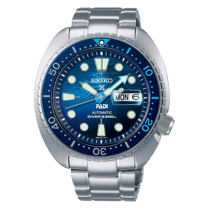 Seiko Men's Blue Dial Silver Stainless Steel Band Prospex Sea Automatic Analog Watch - SRPK01