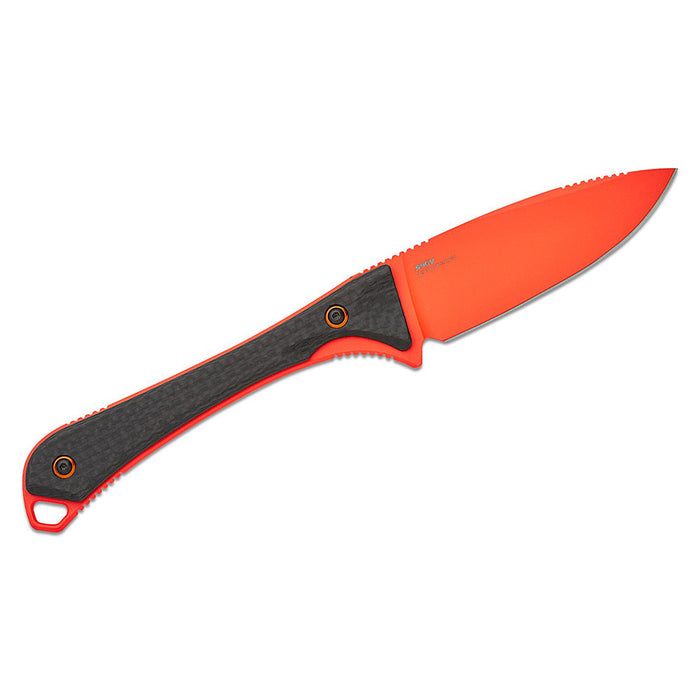 Benchmade Carbon Fiber Handles CPM-S90V Stainless Steel Orange DLC Drop Point Blade Boltaron Sheath  Altitude Fixed Blade Knife - BM-15201OR