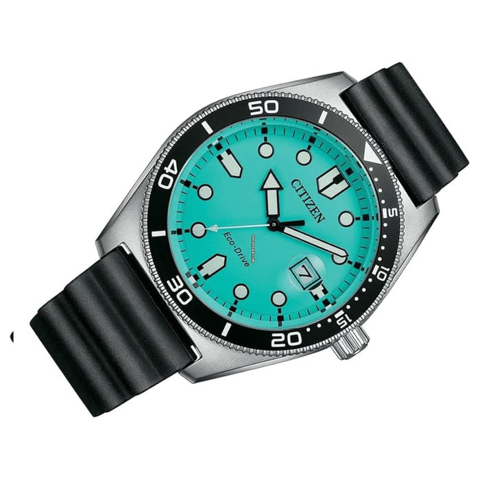 Citizen Men's Turquoise Dial Black Polyurethane Band Analog Eco-Drive Watch - AW1760-14X