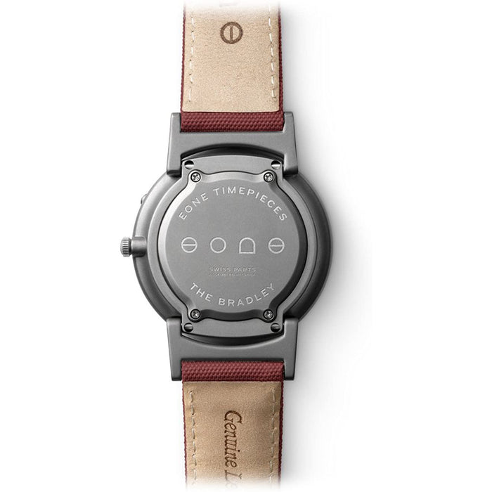 Eone Watch Bradley Titanium Canvas Crimson Strap Quartz Watch, Red/Silver - BR-C-RED