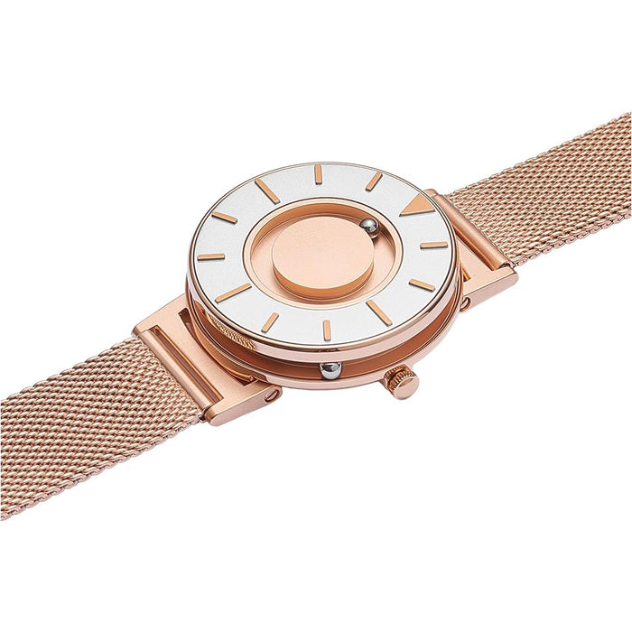 Eone Unisex Silver Dial Rose Gold Stainless Steel Band Analog Bradley Mesh 36mm Swiss Quartz Watch - BR-RO-GLD-36M