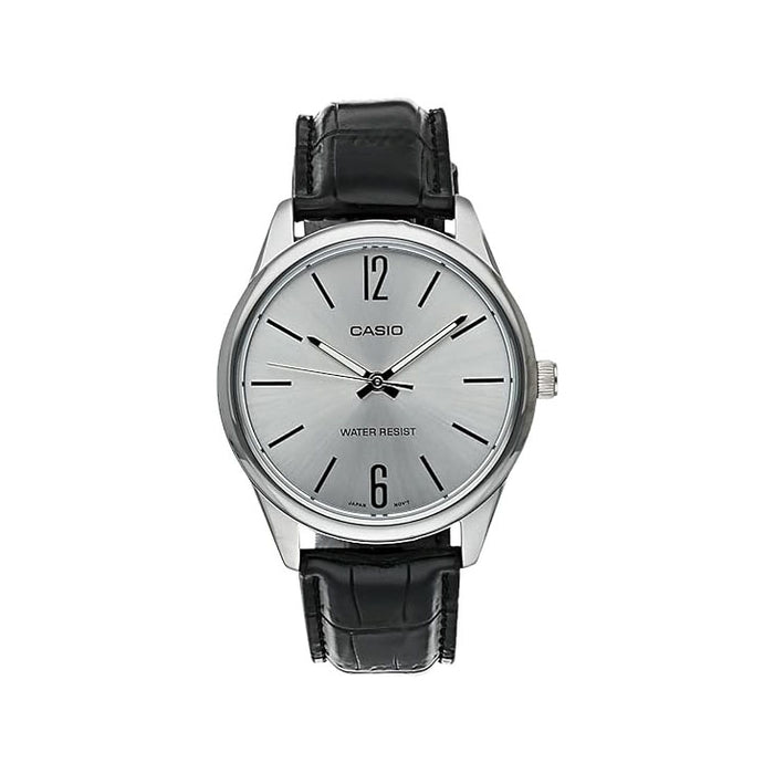 Casio Men's Silver dial Black Band Analog Quartz Watch - MTP-V005L-7BUDF