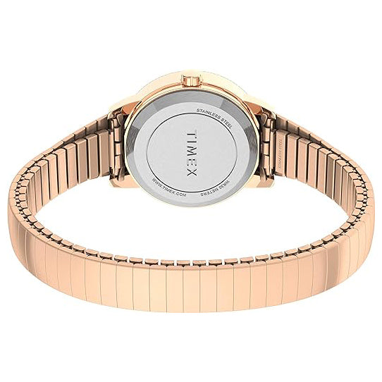 Timex Women's White Dial Rose Gold Stainless Steel Band Quartz Watch - TW2U08200