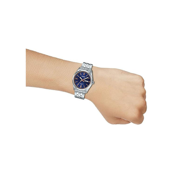 Casio Men's Blue dial Silver Band Analog Quartz Watch - MTP-1335D-2A2VDF