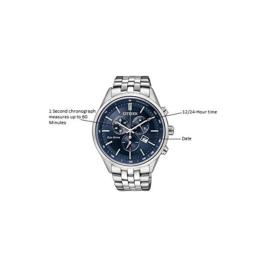 Citizen Men's Blue Dial Silver-tone Stainless Steel Band Analog Chronograph Classic Corso Eco-Drive Watch - AT2141-52L