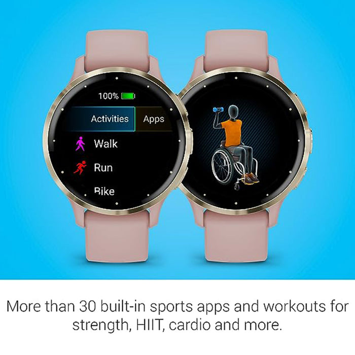 Garmin Venu 3S Dust Rose AMOLED Display Advanced Health and Fitness Features Up to 10 Days of Battery GPS Smartwatch - 010-02785-03