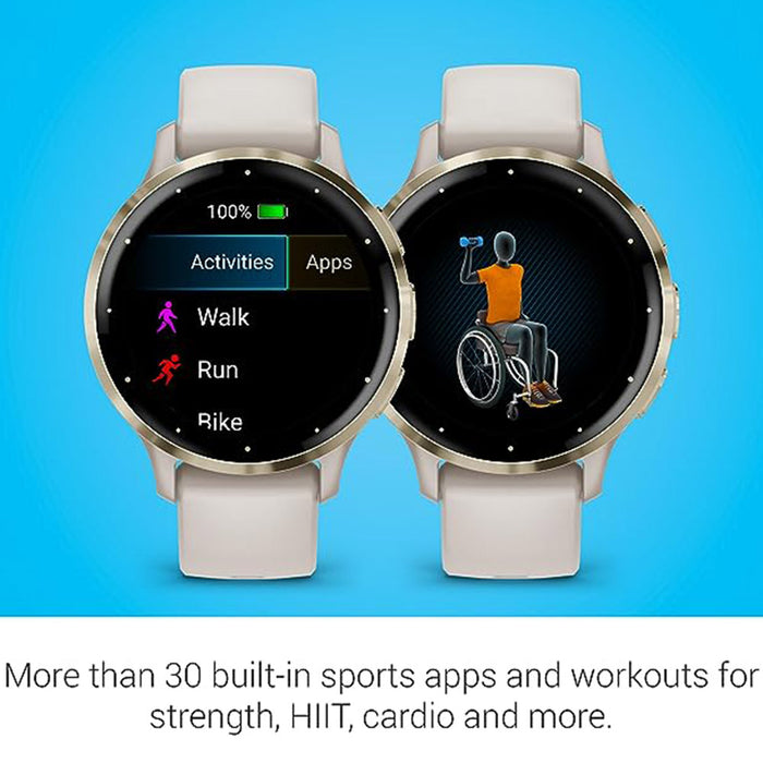 Garmin Venu 3S Ivory Silicone Band AMOLED Display Advanced Health and Fitness Features Up to 10 Days of Battery GPS Smartwatch - 010-02785-04