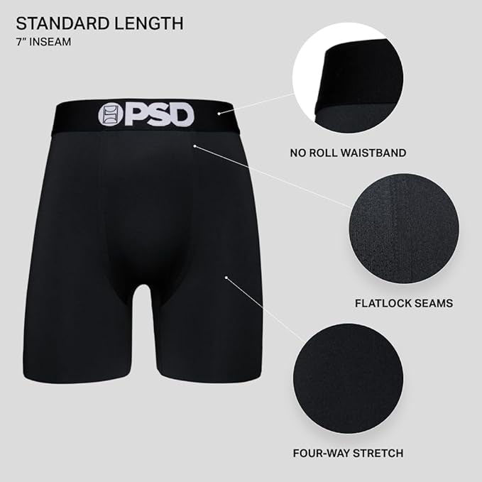 PSD Men's Gray Moisture-Wicking Fabric Gun Metal Sld Boxer Briefs XX-Large Underwear - 423180227-GRY-XXL