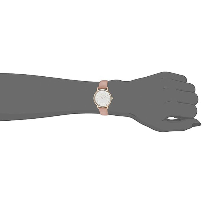 Timex Women's Silver Dial Pink Leather Band Metropolitan Quartz Watch - TW2R85200