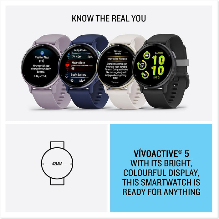 Garmin vivoactive 5 Ivory Health and Fitness AMOLED Display Up to 11 Days of Battery GPS Smartwatch - 010-02862-11