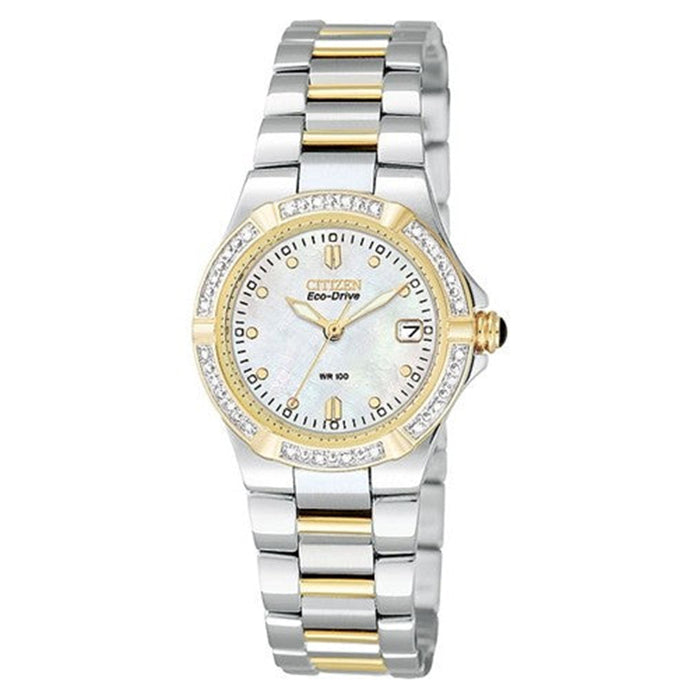 Citizen Riva Women's 24 Diamond Watch - Stainless & Gold - Mother of Pearl - EW0894-57D