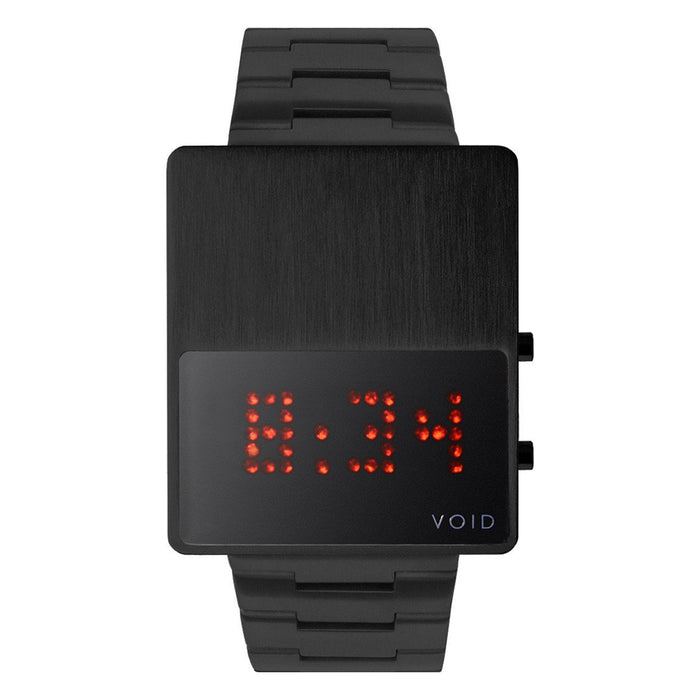 Void Unisex Digital Red LED Stainless Watch - Black Bracelet - Black Dial - V01LED- BL/MB