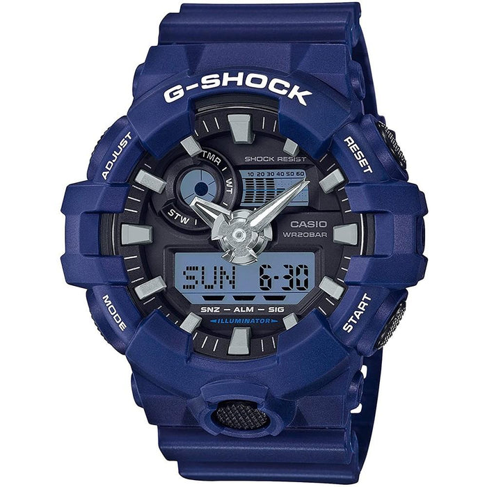 Casio Men's G-Shock Blue Resin Band Black Analog-Digital Dial Casual Quartz Watch - GA-700-2ACR - WatchCo.com