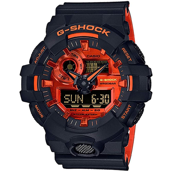 Casio Men's G-Shock Black Resin Band Orange Analog-Digital Dial Quartz Watch - GA-700BR-1ACR - WatchCo.com