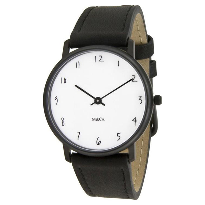 Projects Unisex Scratch Tibor Kalman Stainless Watch - Black Leather Strap - White Dial - 7406