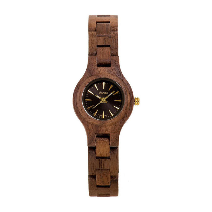 Tense Wood Mini Pacific Womens Wood Case and Bracelet Black Dial American Walnut Watch - L7509W