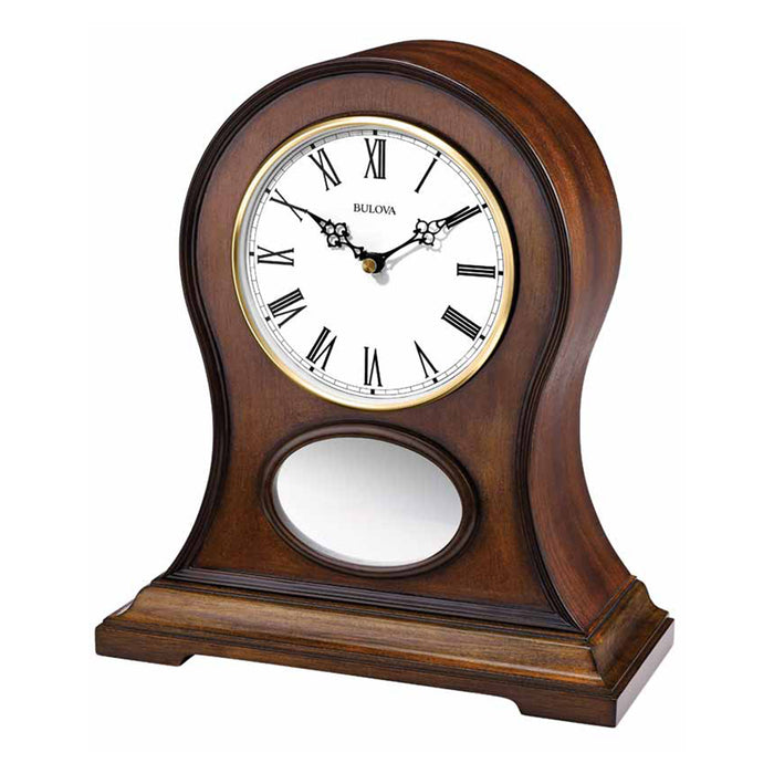 Bulova Brookfield Bluetooth Mantel White Dial Wood Clock - B6217