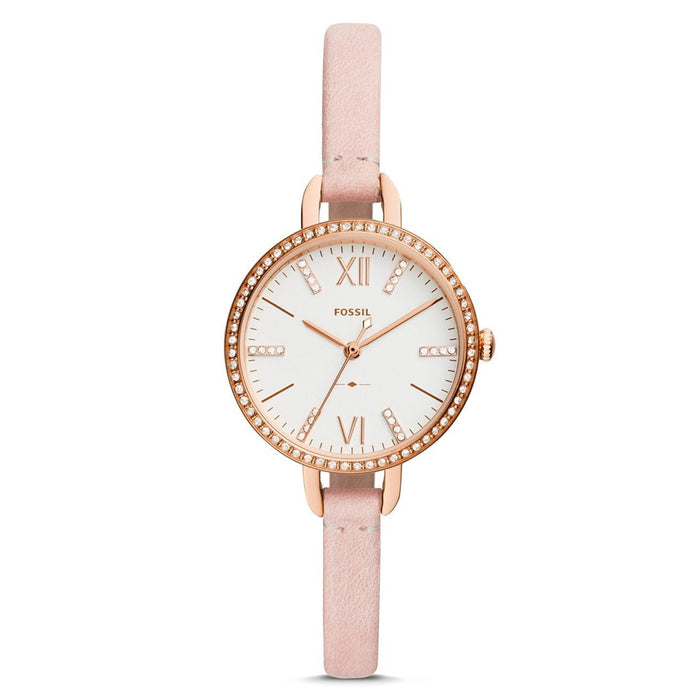 Fossil Annette Womens Nude Blush Leather Band Silver Three-Hand Quartz Dial Watch - ES4402