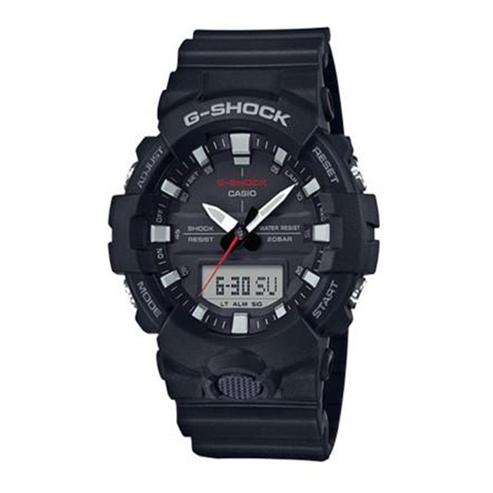Casio G-Shock Mens Black Plastic Band Gray Quartz Dial Watch - GA800-1A