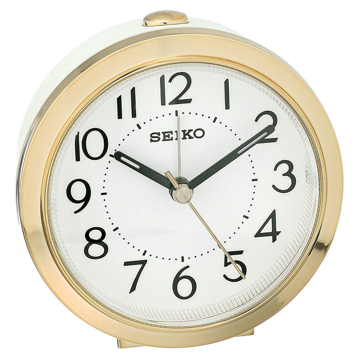 Seiko Mantel Golden Plastic Case Japanese Quartz Shelf Alarm Clock - QHE146GLH