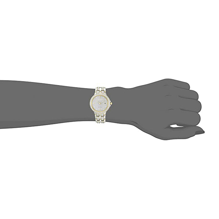Citizen Women's Eco Drive Gold Stainless Steel Case Two Tone Bracelet Diamond Bezel Watch - EW2344-57A