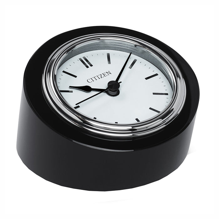 Citizen Workplace Circular Black Crystal Base White Dial Circular Desk Clock - CC1005