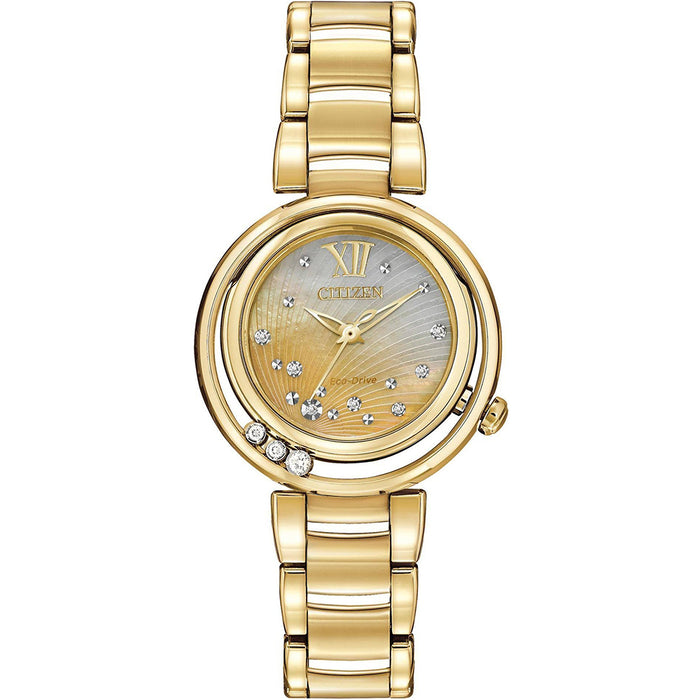 Citizen Eco-Drive Women's Stainless Steel Case and Bracelet Pearl Dial Gold Watch - EM0322-53Y