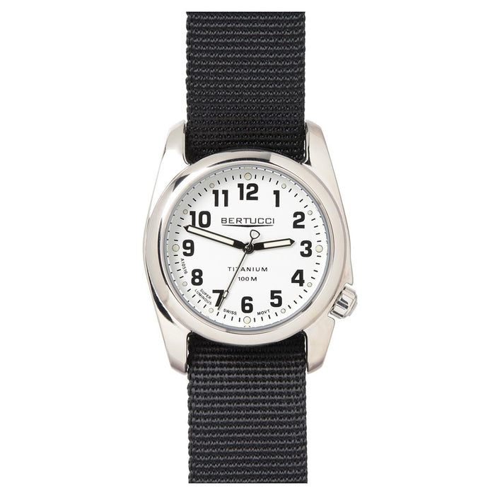 Bertucci A-2T HIGH POLISH Mens Black Nylon Band White Quartz Dial Watch - 12092