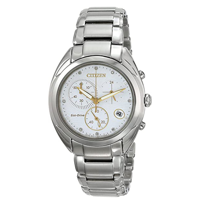 Citizen Eco-Drive Womens Celestial Stainless Steel Case and Bracelet White Dial Silver Watch - FB1390-53A