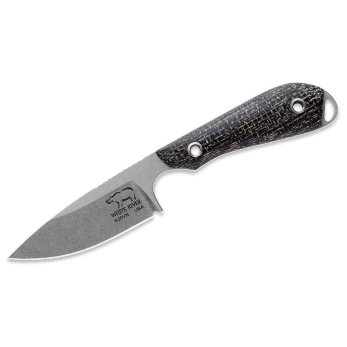 White River Black Burlap Micart Handles Caper Fixed Blade Knife - M1-BBL