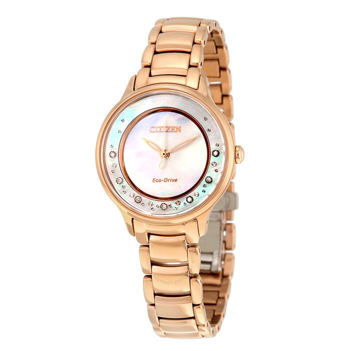 Citizen Eco-Drive Womens Stainless Steel Case and Bracelet Pearl Dial Rose Gold Watch - EM0382-86D