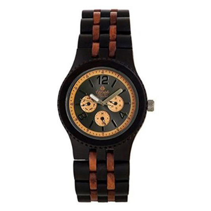Tense Wood Men's Two-tone Multifunction Wood Watch - Two-tone Bracelet - Multicolor Dial - J5203DR