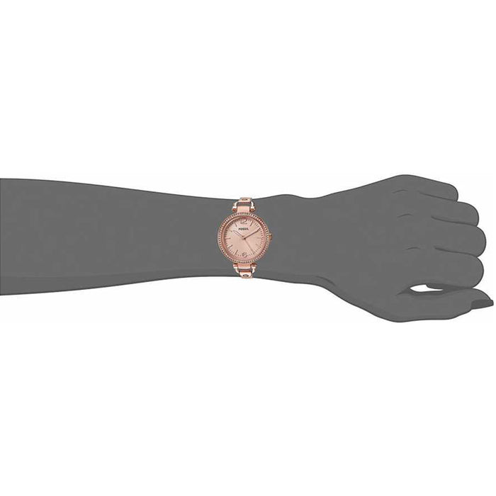 Fossil Women's Georgia Glitz Crystal Analog Stainless Watch - Rose Gold Bracelet - Rose Gold Dial - ES3226