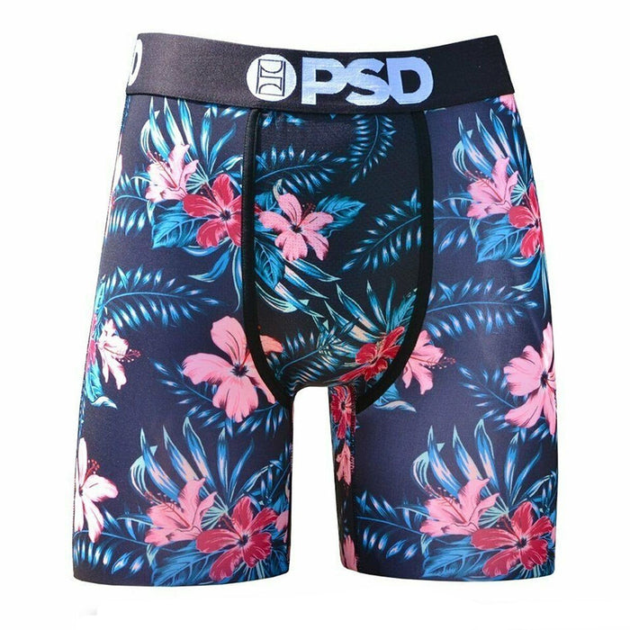 PSD Mens Floral Past Time Flowers Hibiscus Urban Athletic Boxer Briefs Small Underwear - E11911058-BLK-S