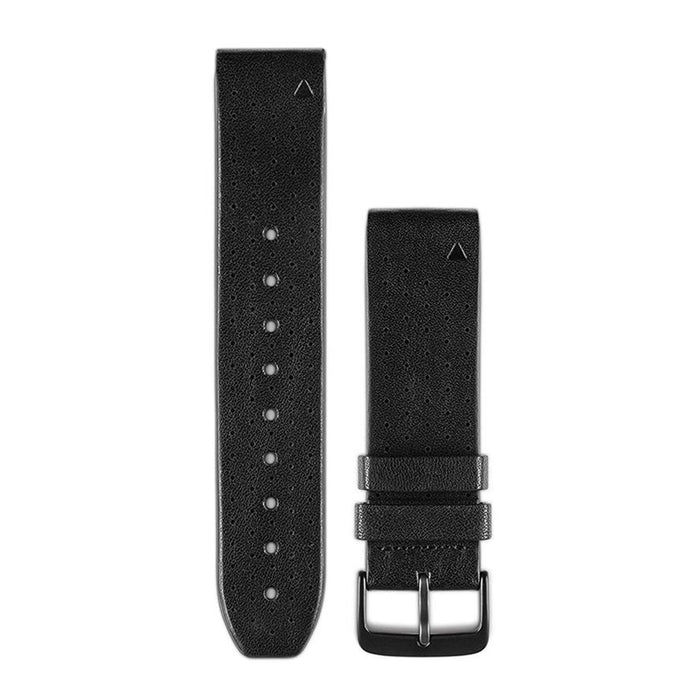 Garmin QuickFit 22mm Black Perforated Leather Watch Attachment Band - 010-12500-02