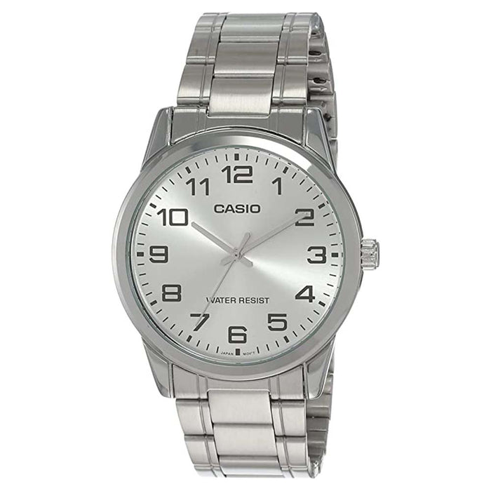 Casio Men's Silver Dial Gray Stainless Steel Band Quartz Watch - MTP-V001D-7BUDF
