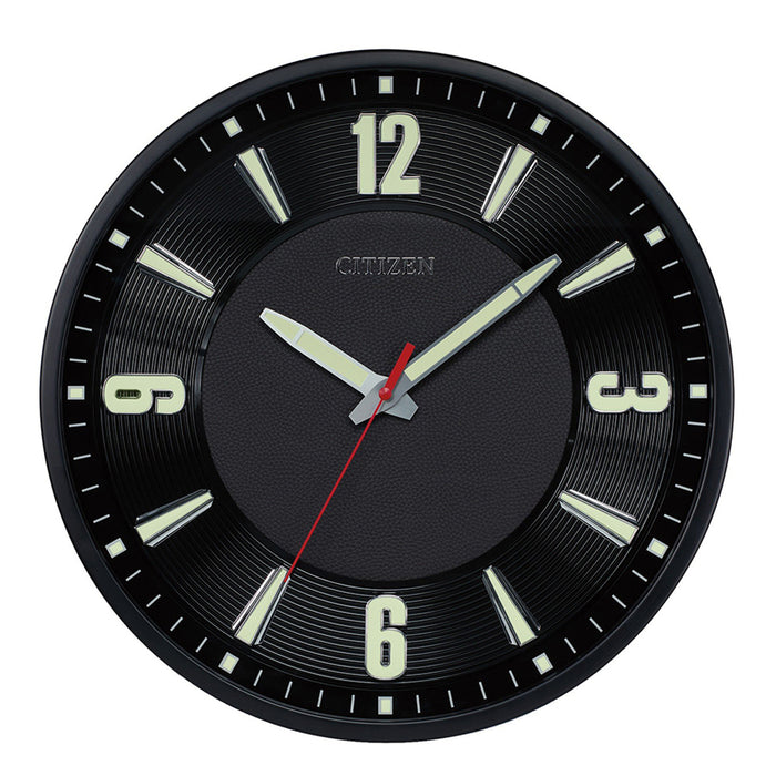 Citizen Gallery Luminescent Black Leather Frame Black Dial Wall Clock - CC2012