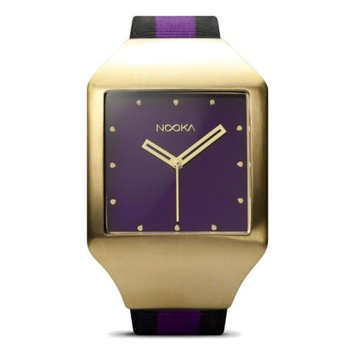 Nooka Unisex Zeel Eggpant Analog Stainless Watch - Two-tone Nylon Strap - Purple Dial - ZEEL ZAN EG 20