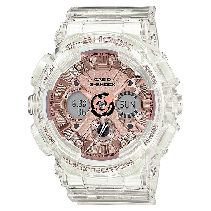 Casio Women's G-Shock Transparent Resin Band Rose Gold Analog-Digital Dial Quartz Watch - GMA-S120SR-7ACR