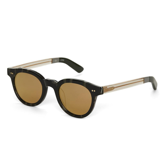Womens Fin Camo Frame Rose Gold Mirror Lens Round Sunglasses - 10014823