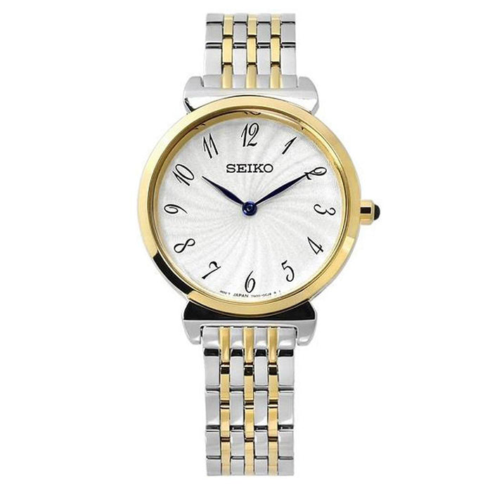 Seiko Dress Womens Two Tone Stainless steel Band Silver Quartz Dial Watch - SFQ800
